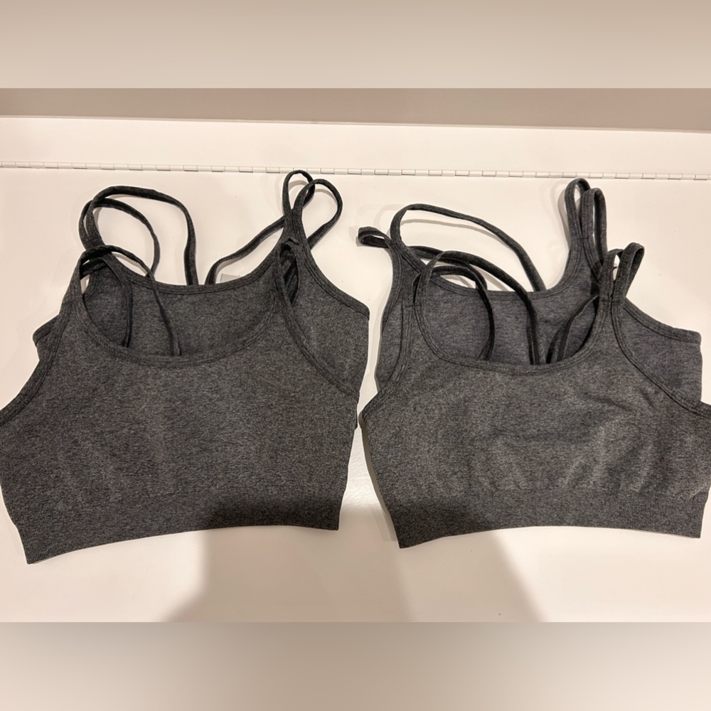 Zella Girl Sports Bras Big Girls Size Large 10/12 Dark Grey Bundle of 4